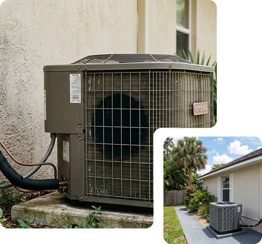 Residential Outdoor AC Condenser Unit Installed At Southwest Florida