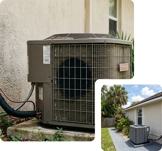 Residential Outdoor AC Condenser Unit Installed At Southwest Florida