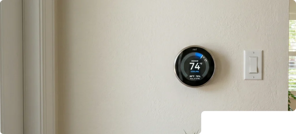 Smart Nest Thermostat Installed On Home Wall At Southwest Florida