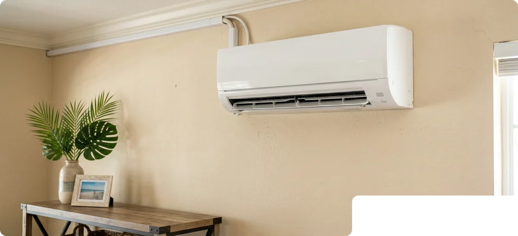 Mini Split AC Unit Installed On Living Room Wall At Southwest Florida